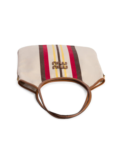 Miu Miu Ivy Canvas and Leather Tote Bag