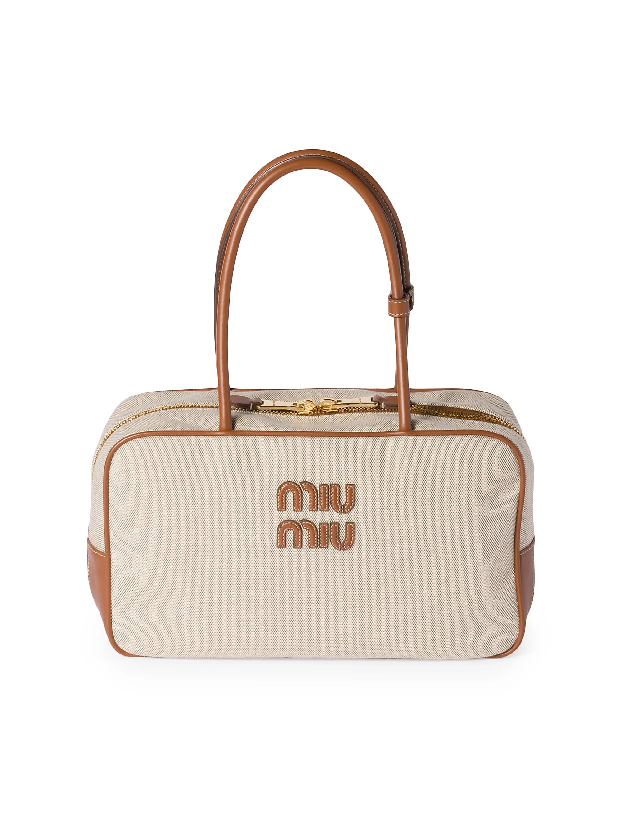 Miu Miu Beau Canvas and Leather Top Handle Bag