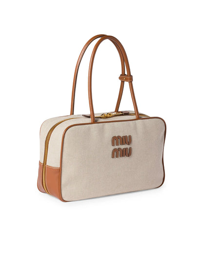 Miu Miu Beau Canvas and Leather Top Handle Bag