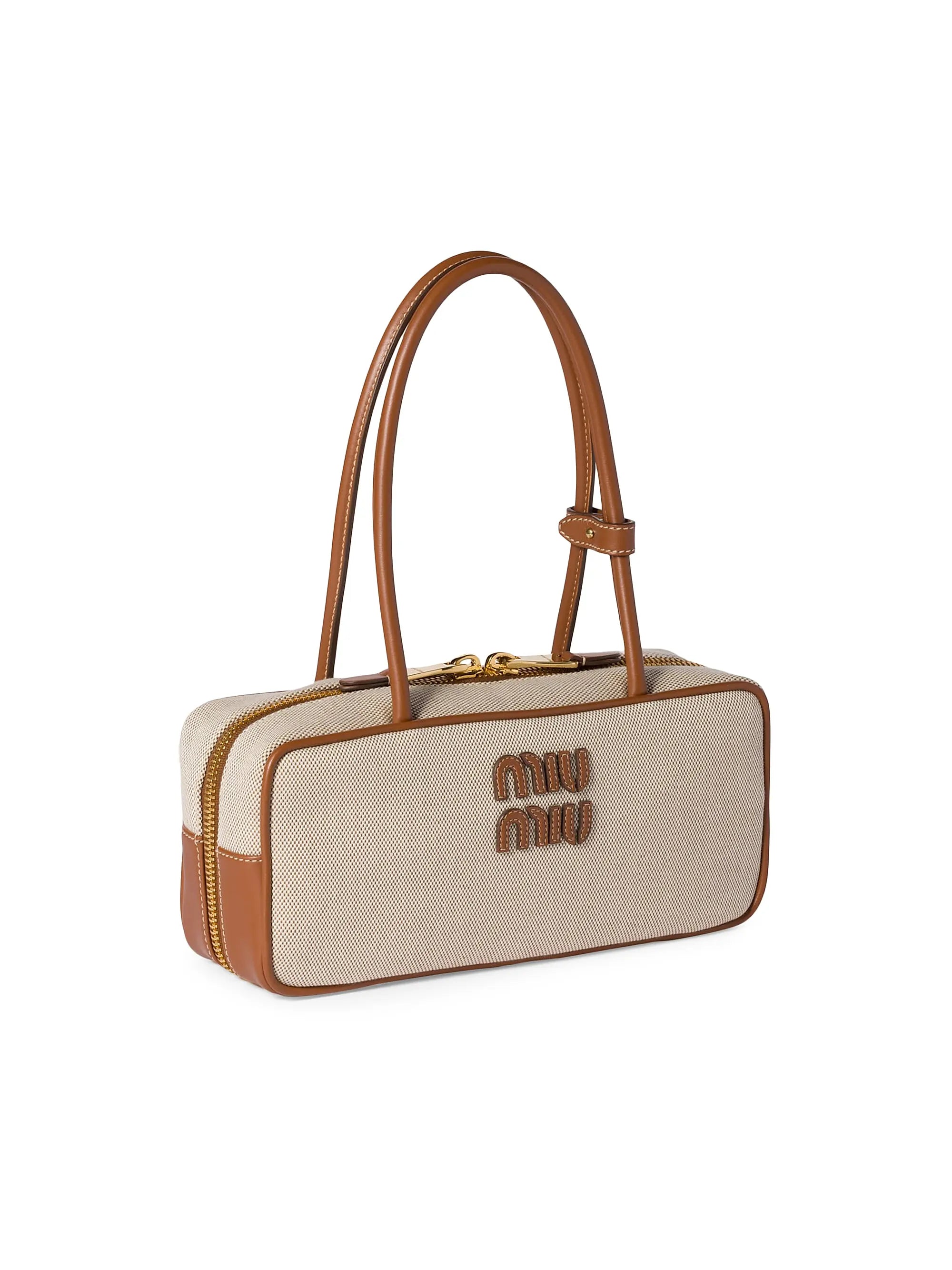 Miu Miu Beau Canvas and Leather Top Handle Bag