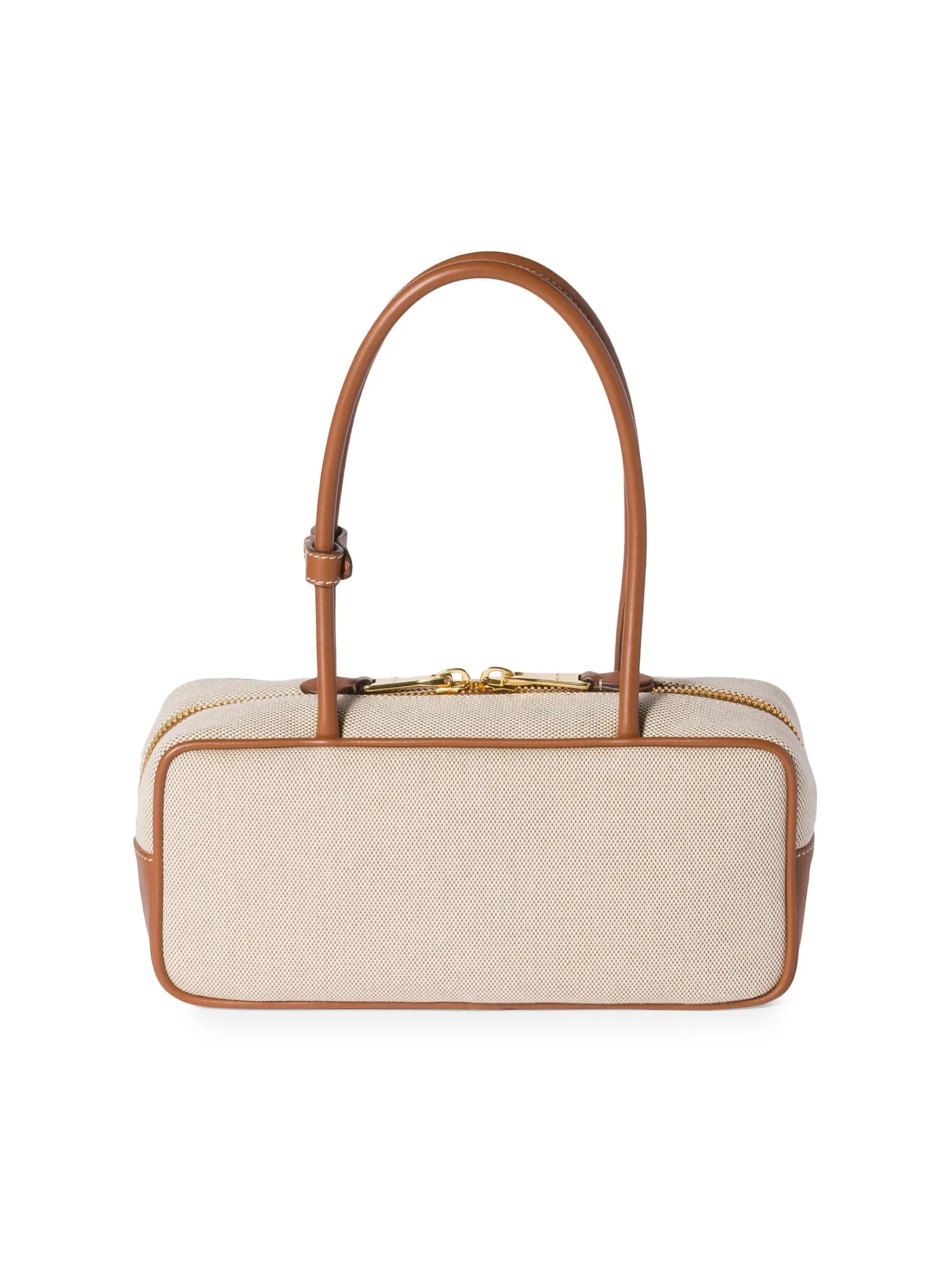 Miu Miu Beau Canvas and Leather Top Handle Bag