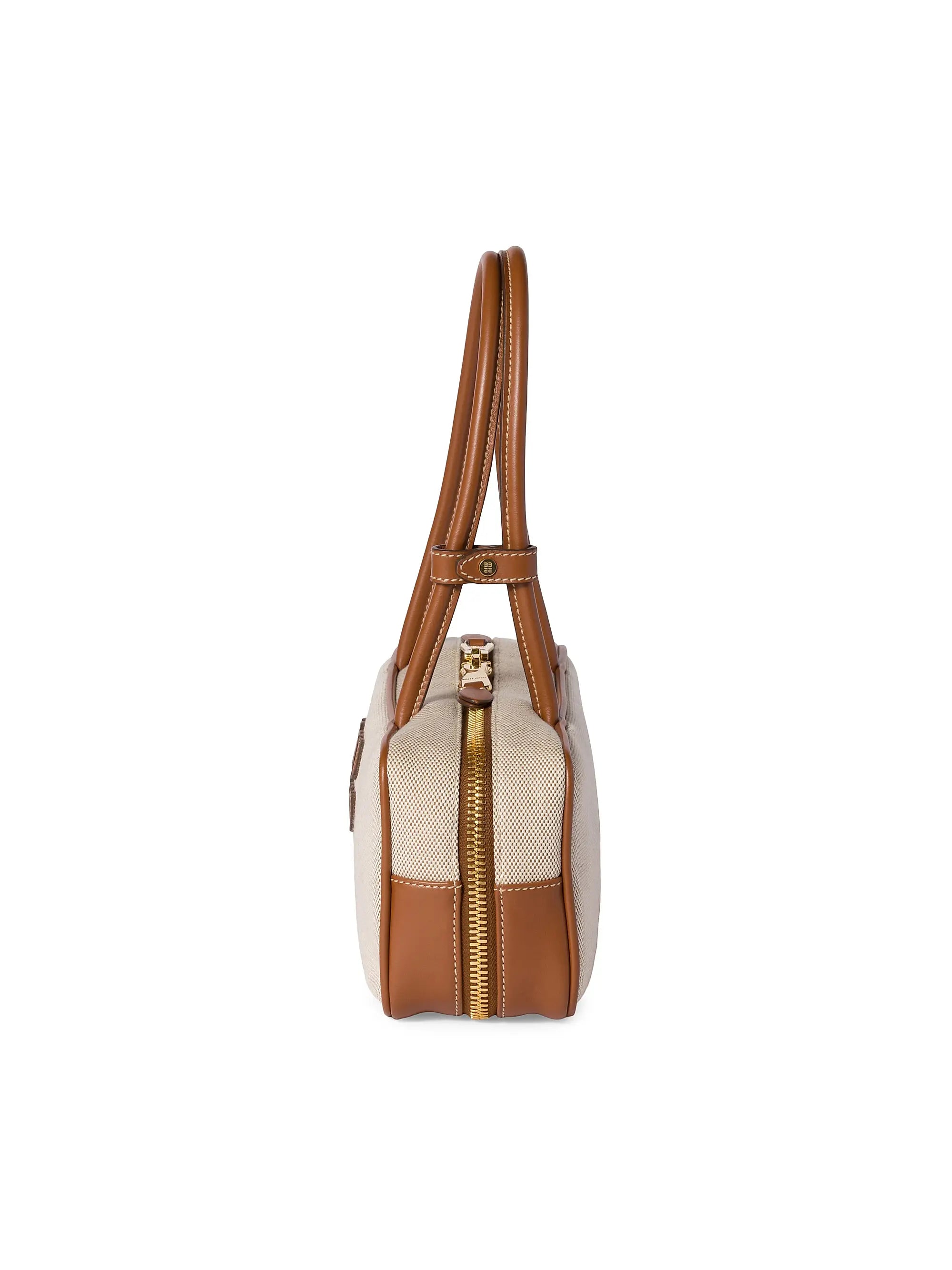 Miu Miu Beau Canvas and Leather Top Handle Bag