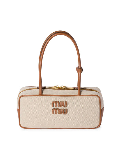 Miu Miu Beau Canvas and Leather Top Handle Bag