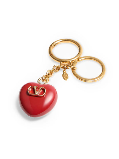 Valentino Garavani Coeur Royal Bag Charm with Key Ring in Metal and Enamel