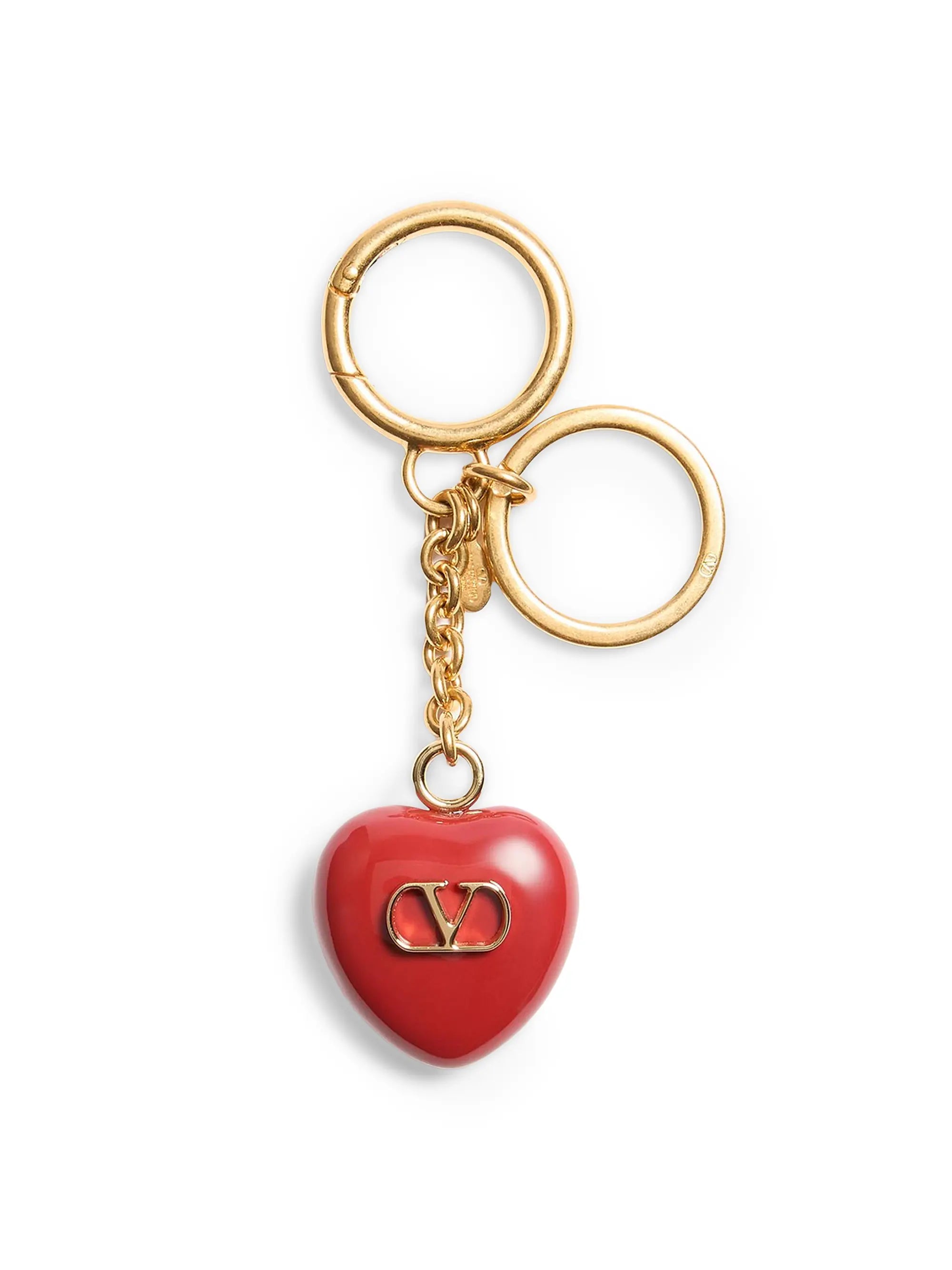 Valentino Garavani Coeur Royal Bag Charm with Key Ring in Metal and Enamel