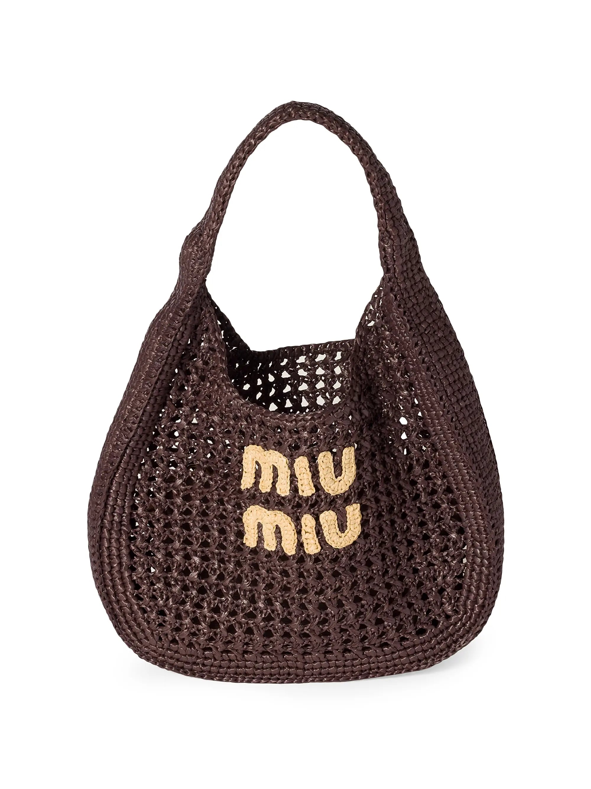 Miu Miu Raffia-Effect Woven Hobo Bag