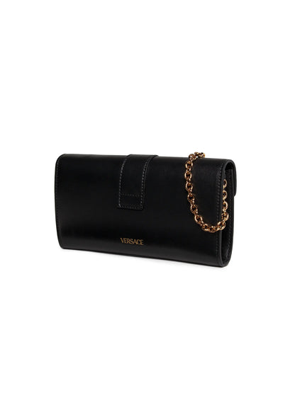 Versace V-Logo Leather Wallet-On-Chain Bag