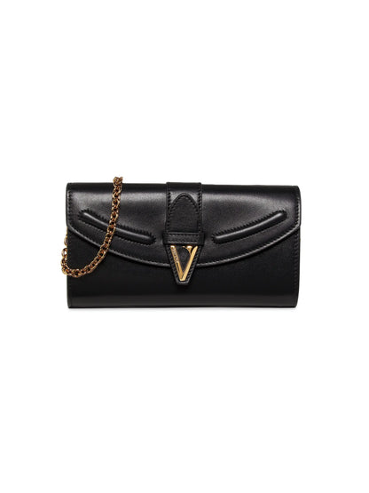 Versace V-Logo Leather Wallet-On-Chain Bag