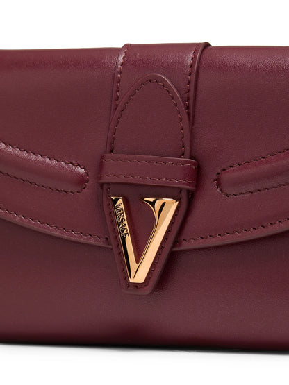 Versace V-Logo Leather Wallet-On-Chain Bag