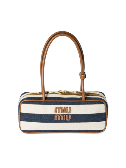 Miu Miu Beau Canvas and Leather Top Handle Bag