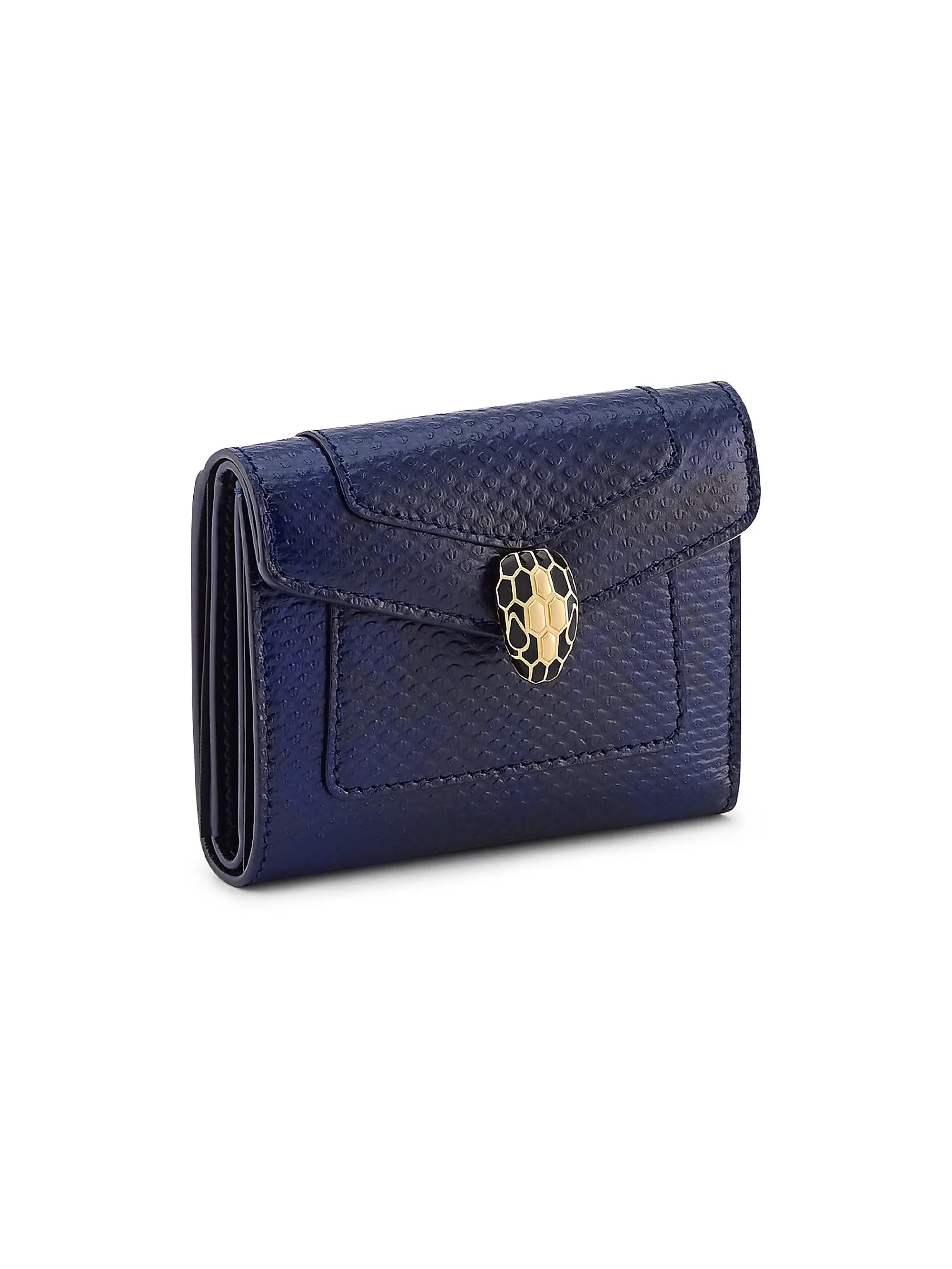 BVLGARI Serpenti Forever Snakeskin-Embossed Leather Trifold Wallet