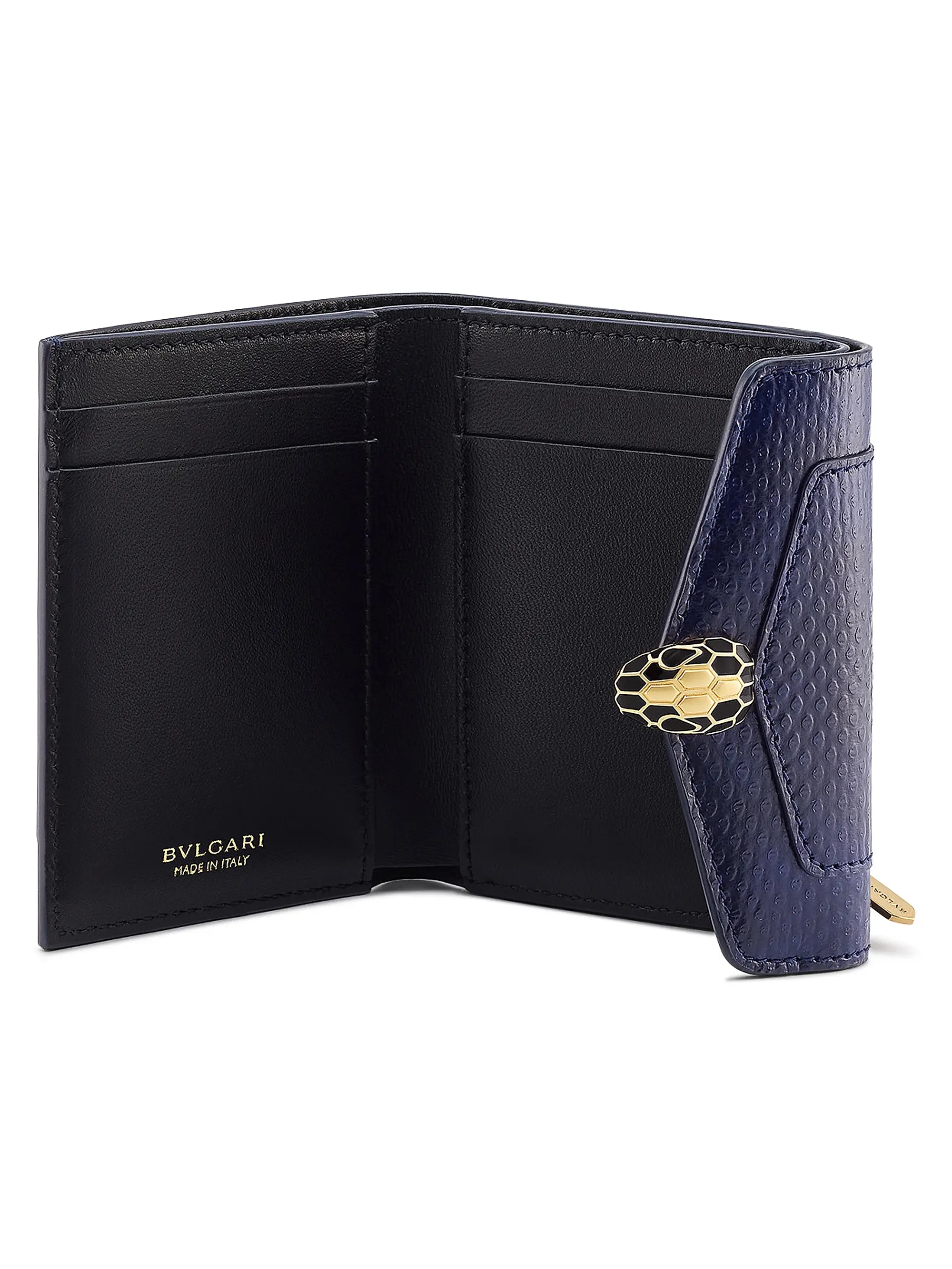 BVLGARI Serpenti Forever Snakeskin-Embossed Leather Trifold Wallet