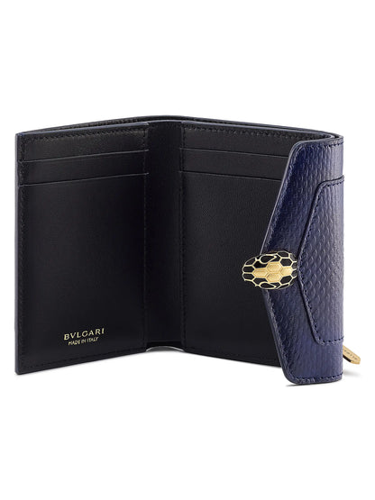 BVLGARI Serpenti Forever Snakeskin-Embossed Leather Trifold Wallet