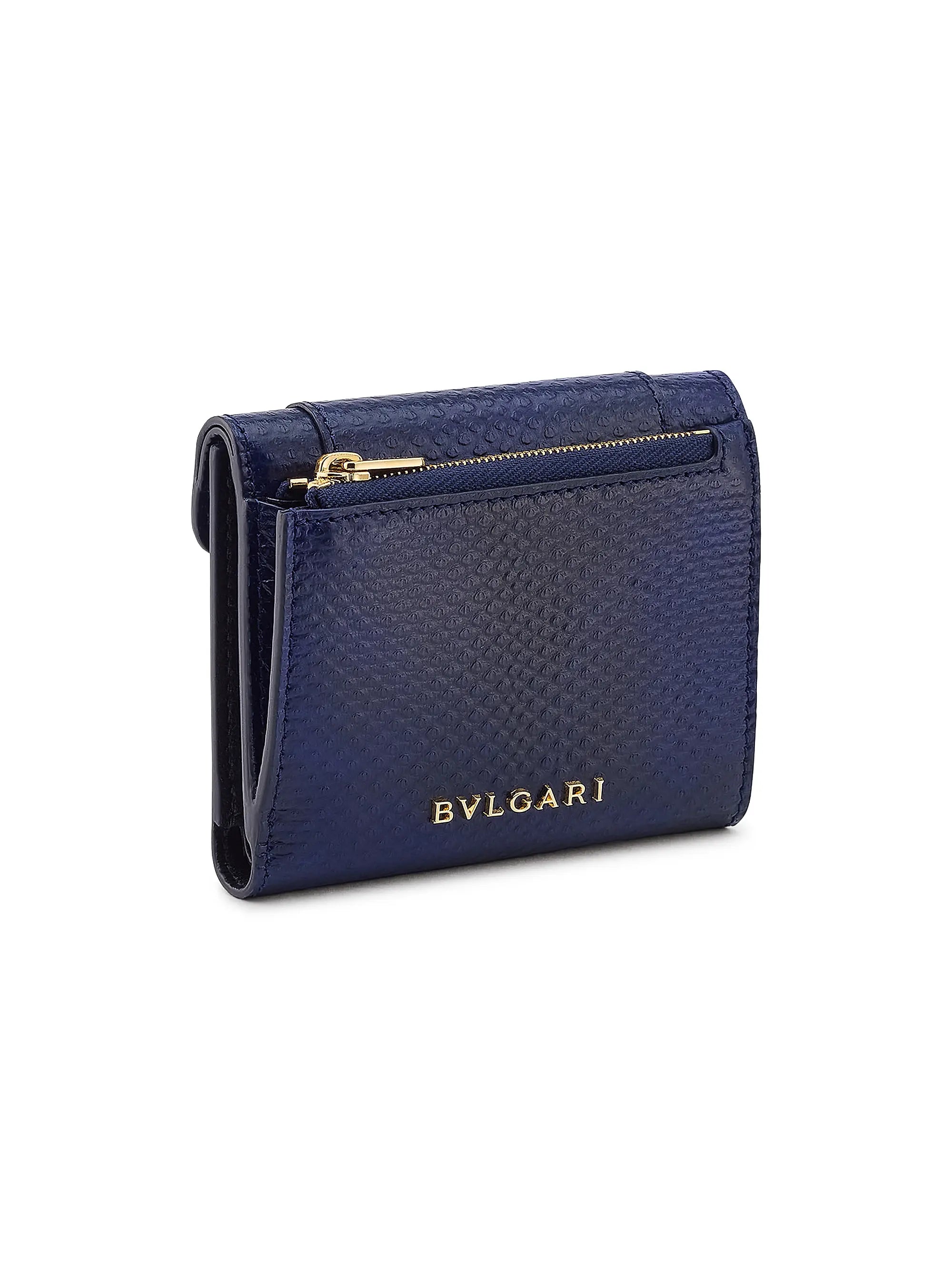 BVLGARI Serpenti Forever Snakeskin-Embossed Leather Trifold Wallet