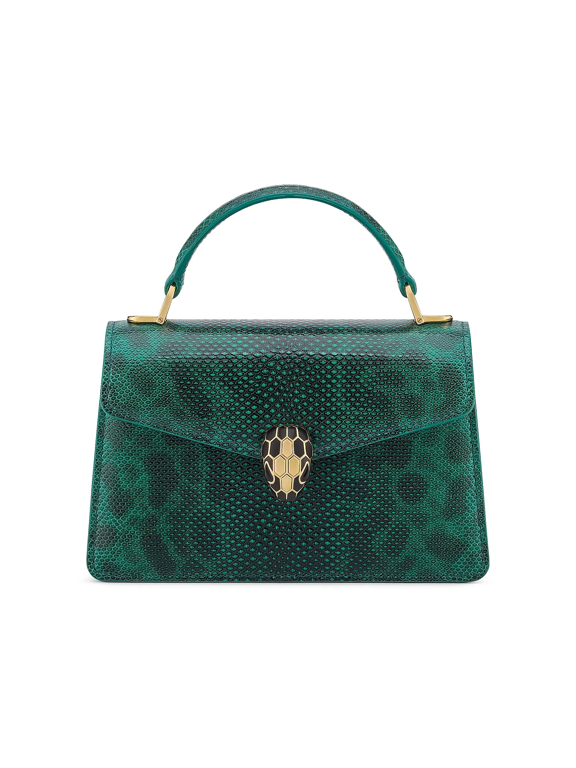 BVLGARI Serpenti Snakeskin-Embossed Leather Top Handle Bag