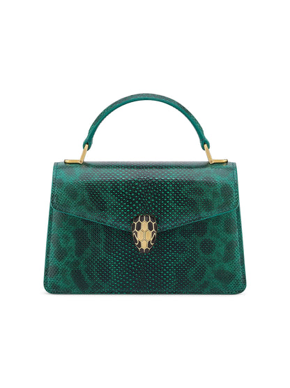 BVLGARI Serpenti Snakeskin-Embossed Leather Top Handle Bag