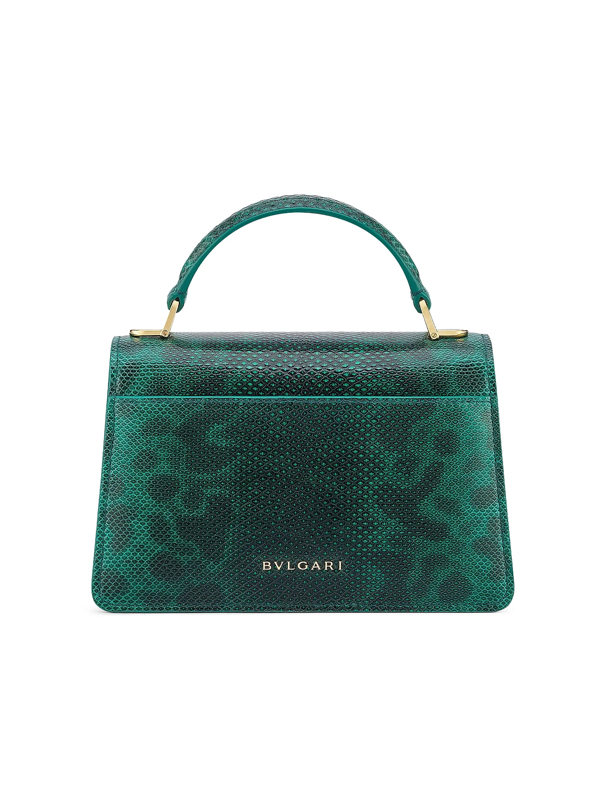 BVLGARI Serpenti Snakeskin-Embossed Leather Top Handle Bag