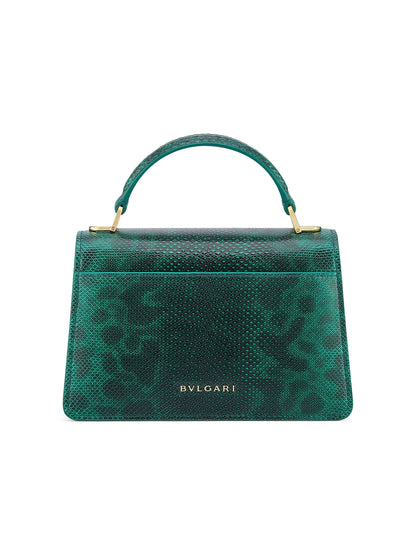 BVLGARI Serpenti Snakeskin-Embossed Leather Top Handle Bag