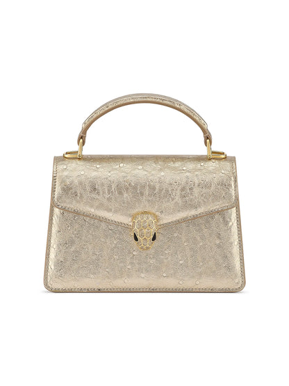 BVLGARI Serpenti Metallic Ostrich Top Handle Bag