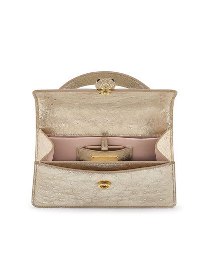 BVLGARI Serpenti Metallic Ostrich Top Handle Bag