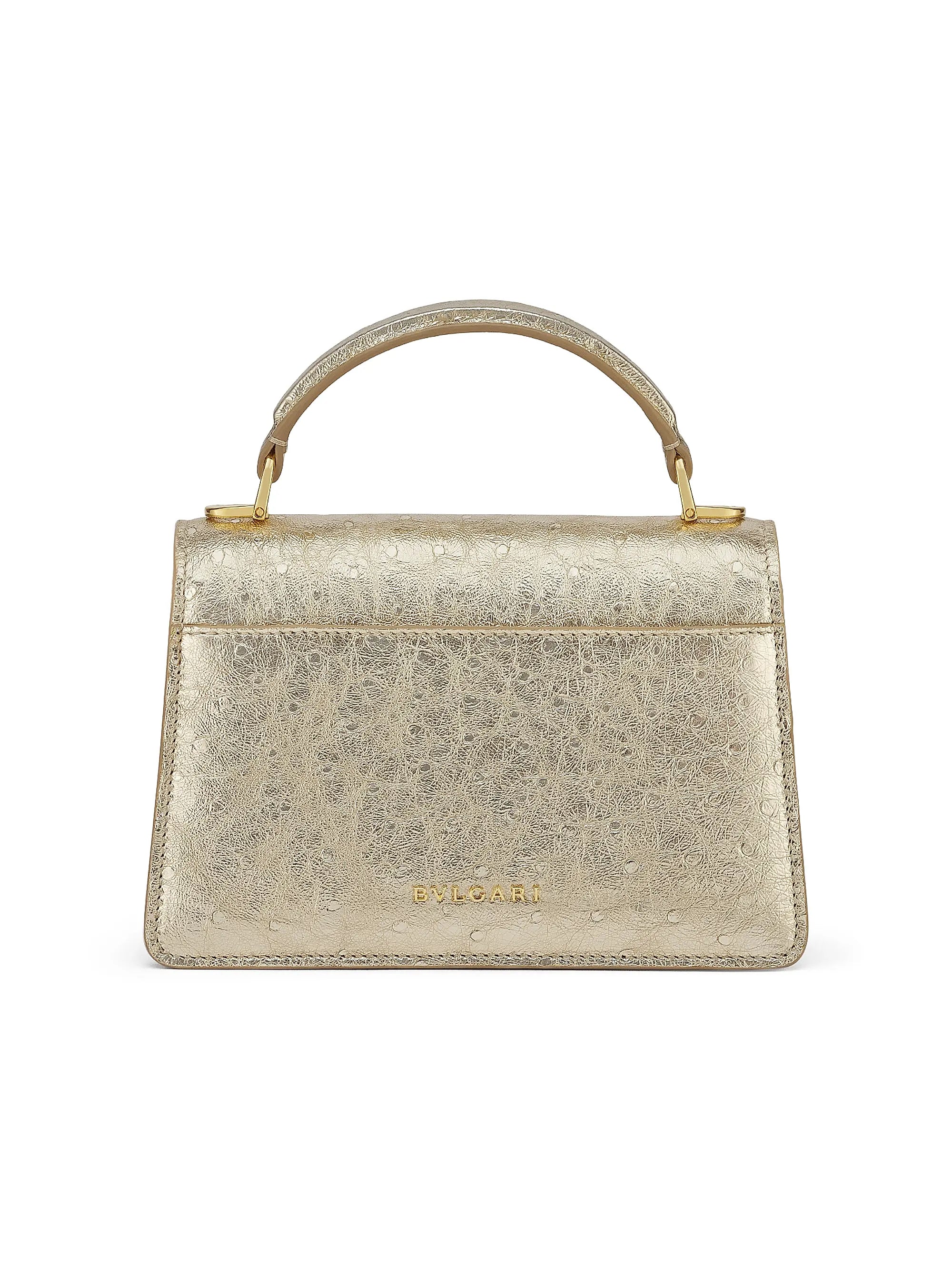 BVLGARI Serpenti Metallic Ostrich Top Handle Bag