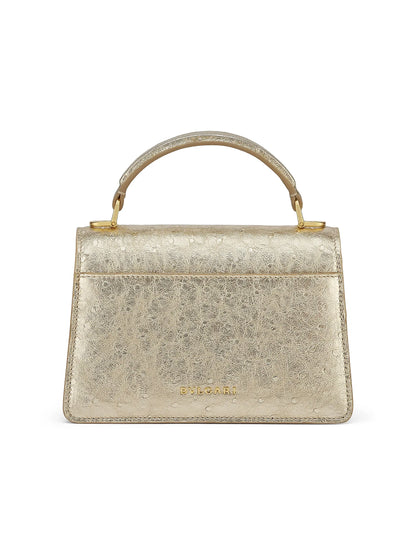 BVLGARI Serpenti Metallic Ostrich Top Handle Bag