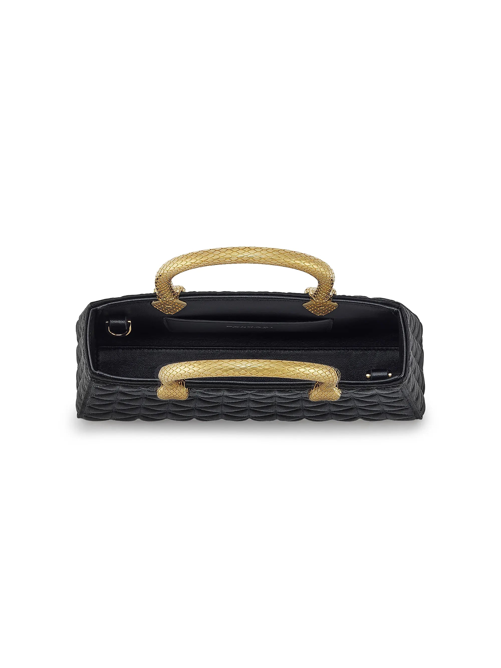 BVLGARI Serpenti Textured Satin Top Handle Bag