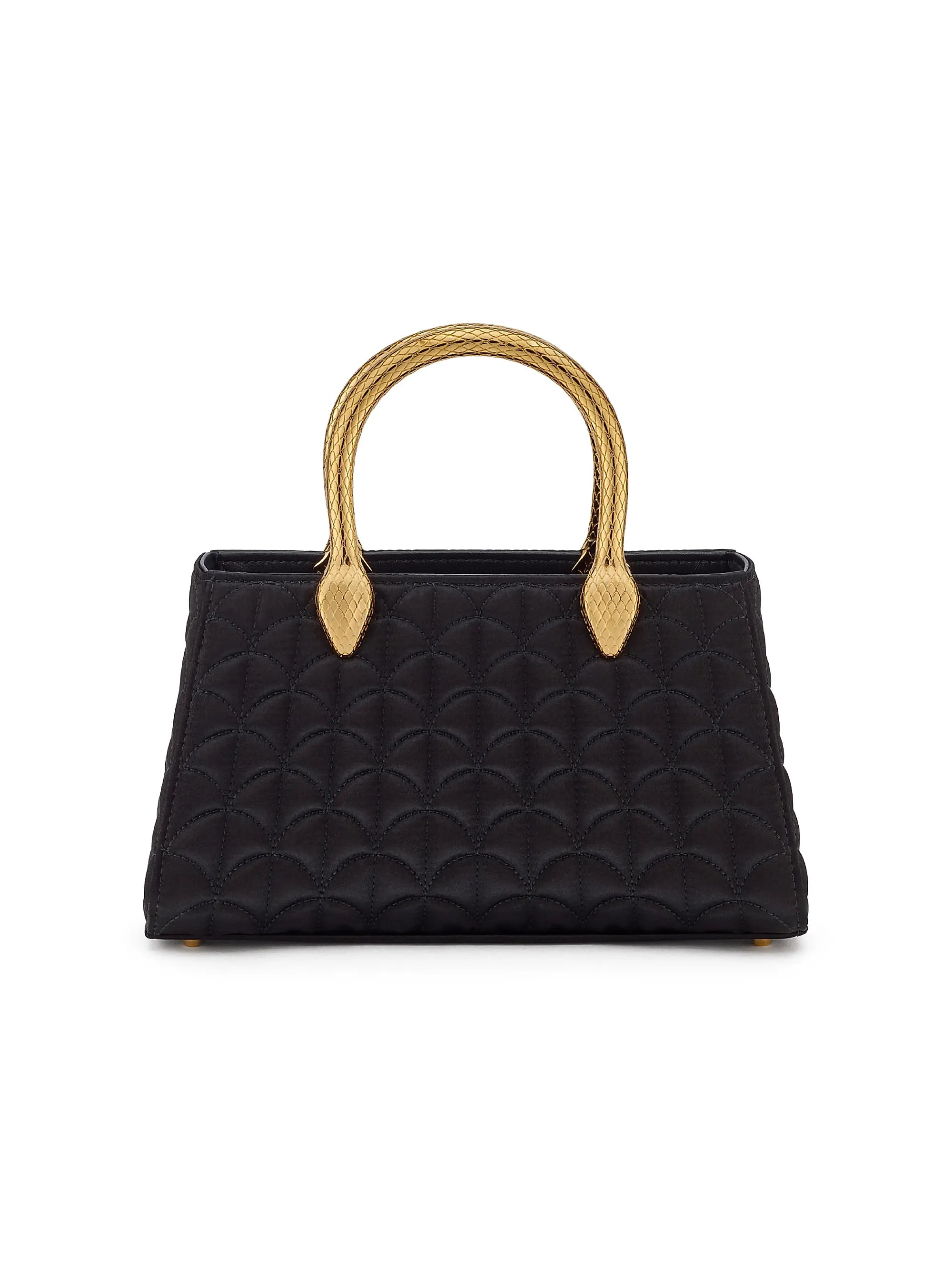 BVLGARI Serpenti Textured Satin Top Handle Bag