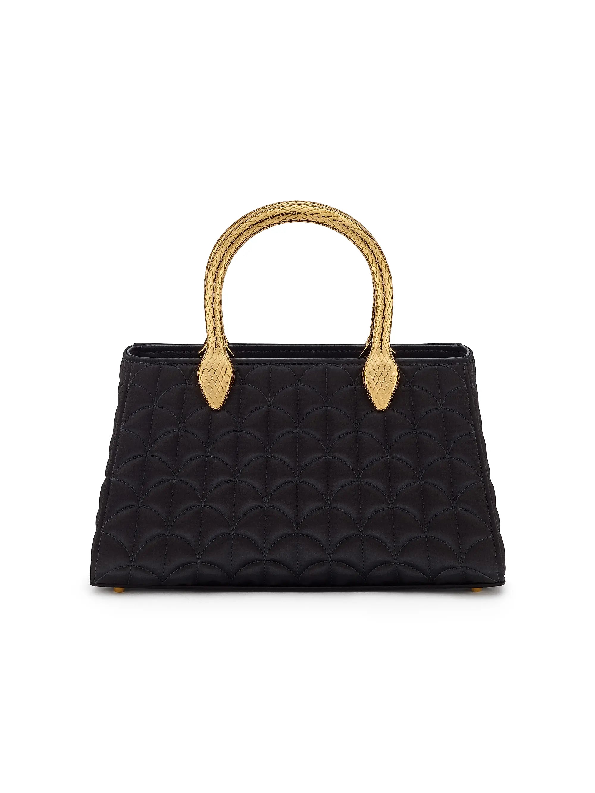 BVLGARI Serpenti Textured Satin Top Handle Bag