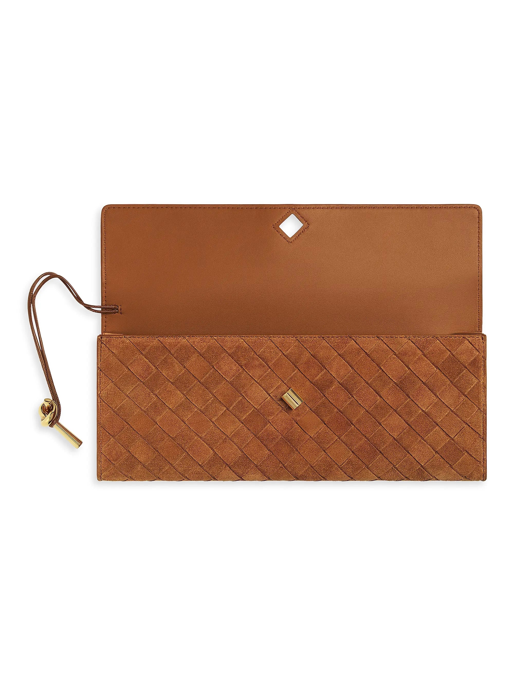 Bottega Veneta Andiamo Intrecciato Suede Top-Handle Clutch