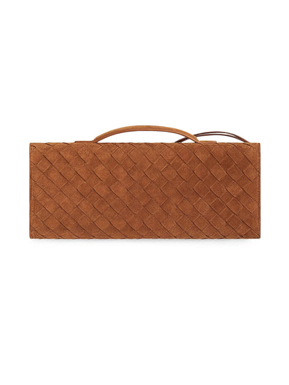 Bottega Veneta Andiamo Intrecciato Suede Top-Handle Clutch