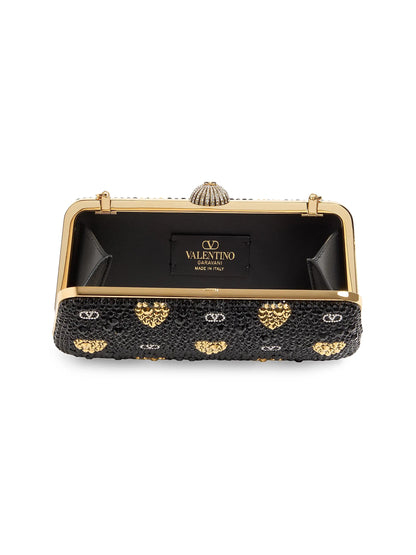 Valentino Garavani Carry Secrets Minaudiere Clutch with Rhinestone