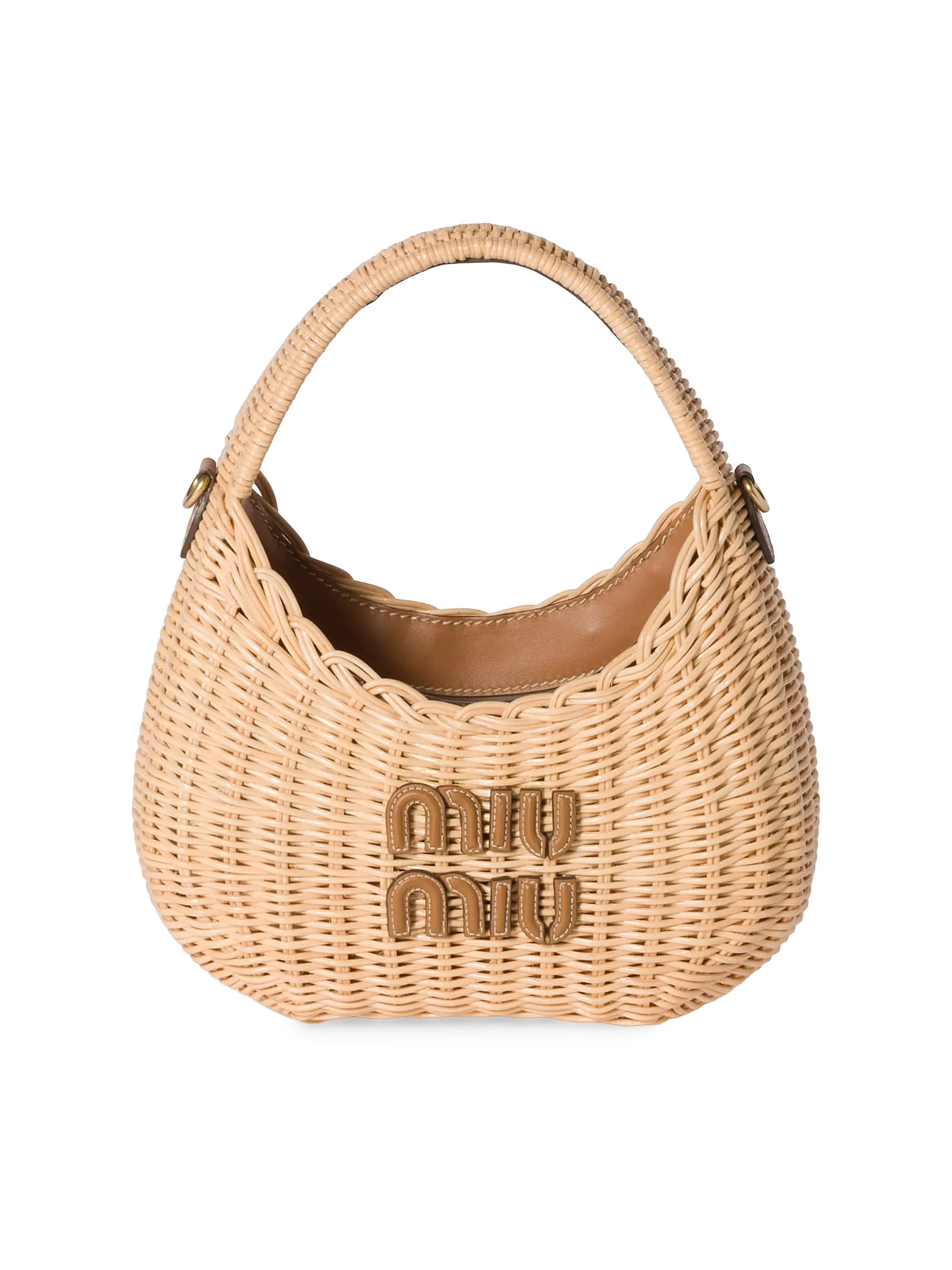 Miu Miu Wander Wicker Top Handle Bag