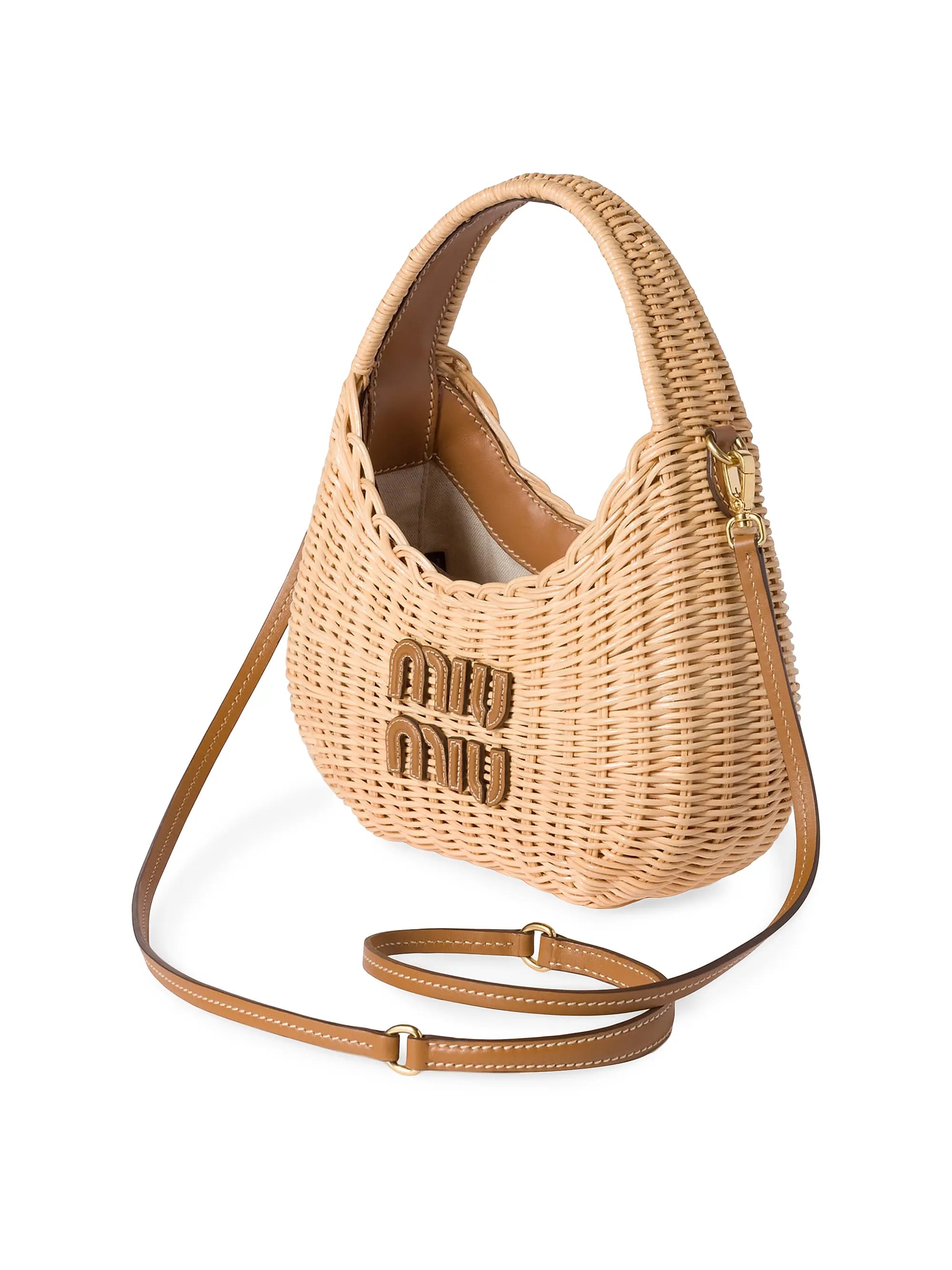 Miu Miu Wander Wicker Top Handle Bag
