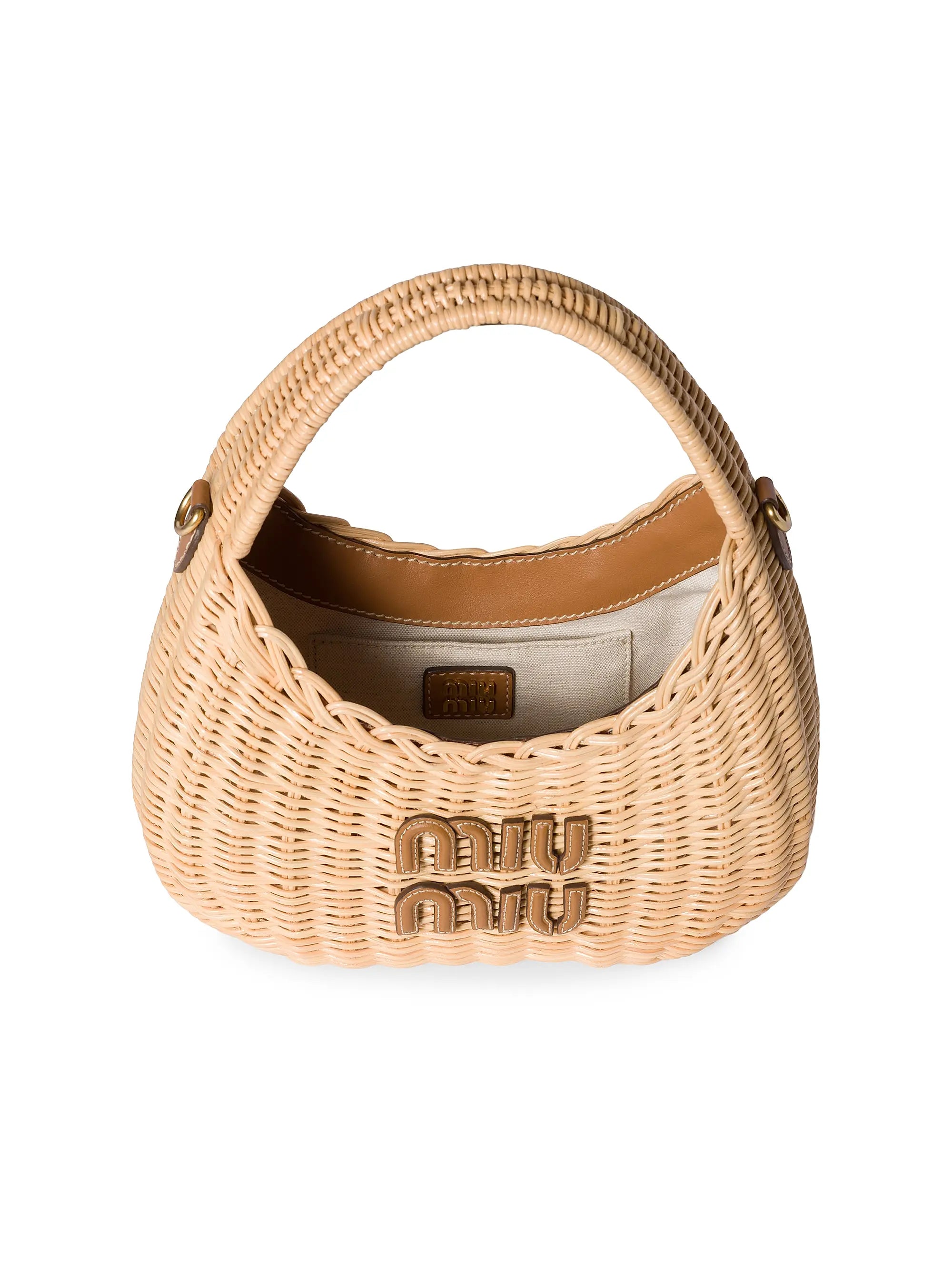 Miu Miu Wander Wicker Top Handle Bag
