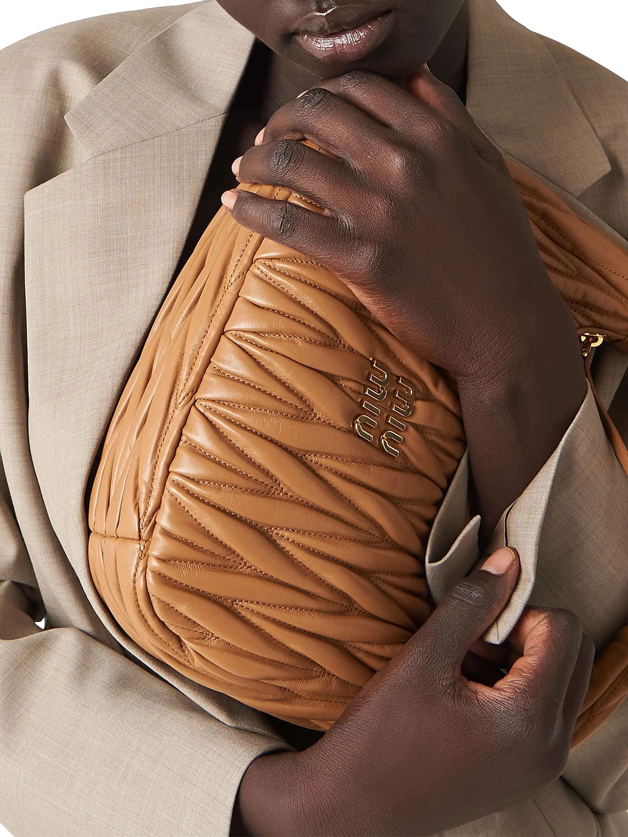 Miu Miu Wander Matelassé Nappa Leather Top Handle Bag