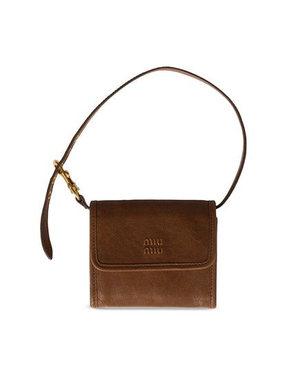 Miu Miu Nappa Leather Wallet with Shoulder Strap