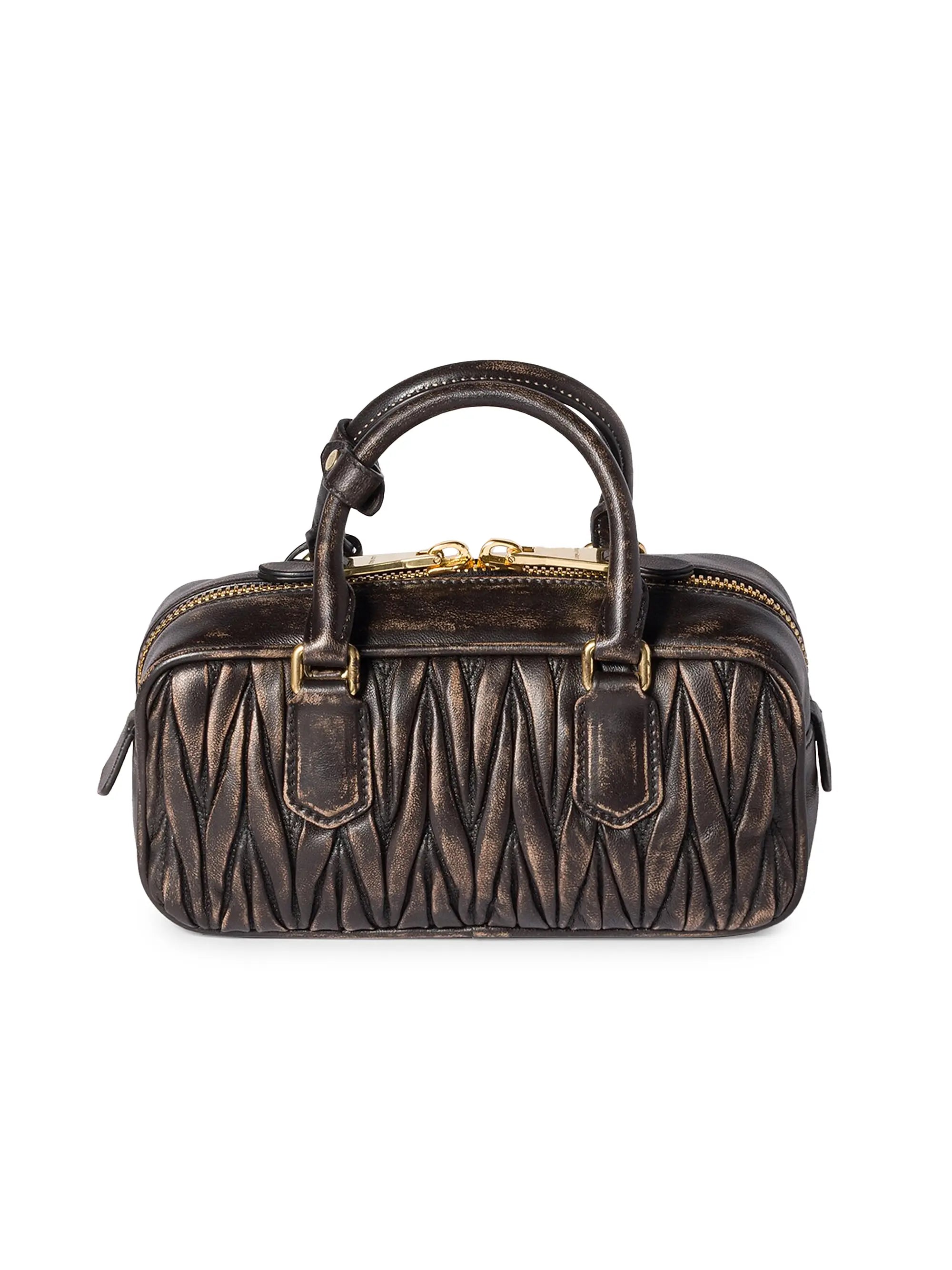 Miu Miu Arcadie Matelassé Nappa Leather Top Handle Bag