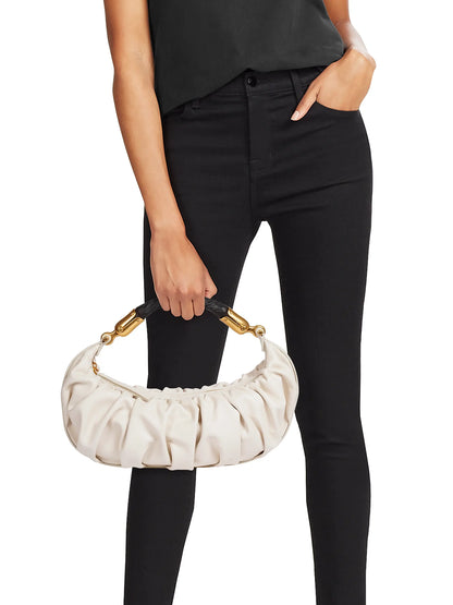 Balmain Medium Ebene Leather Top Handle Bag