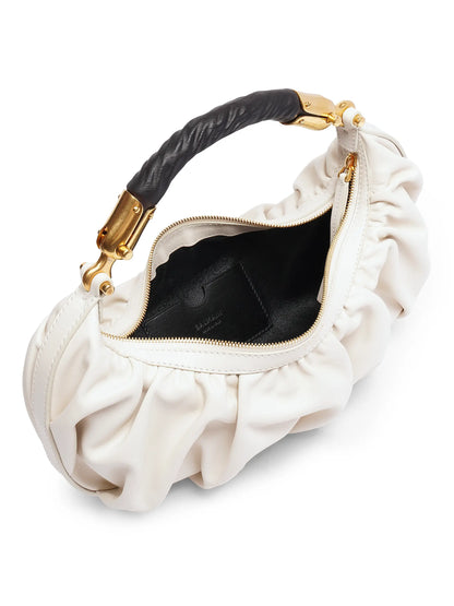 Balmain Medium Ebene Leather Top Handle Bag
