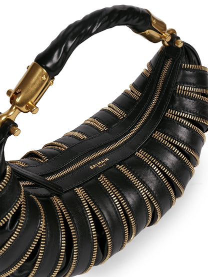 Balmain Medium Ebene Leather Top Handle Bag