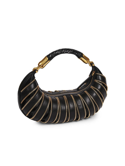 Balmain Medium Ebene Leather Top Handle Bag