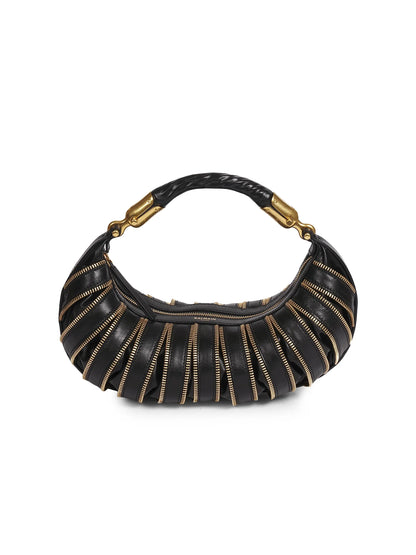 Balmain Medium Ebene Leather Top Handle Bag