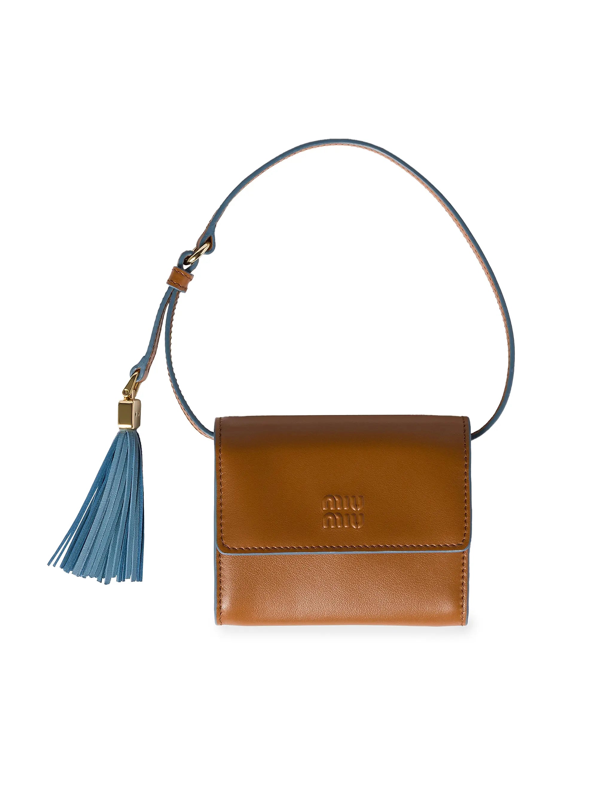 Miu Miu Leather Wallet with Shoulder Strap