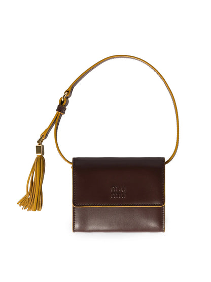 Miu Miu Leather Wallet with Shoulder Strap