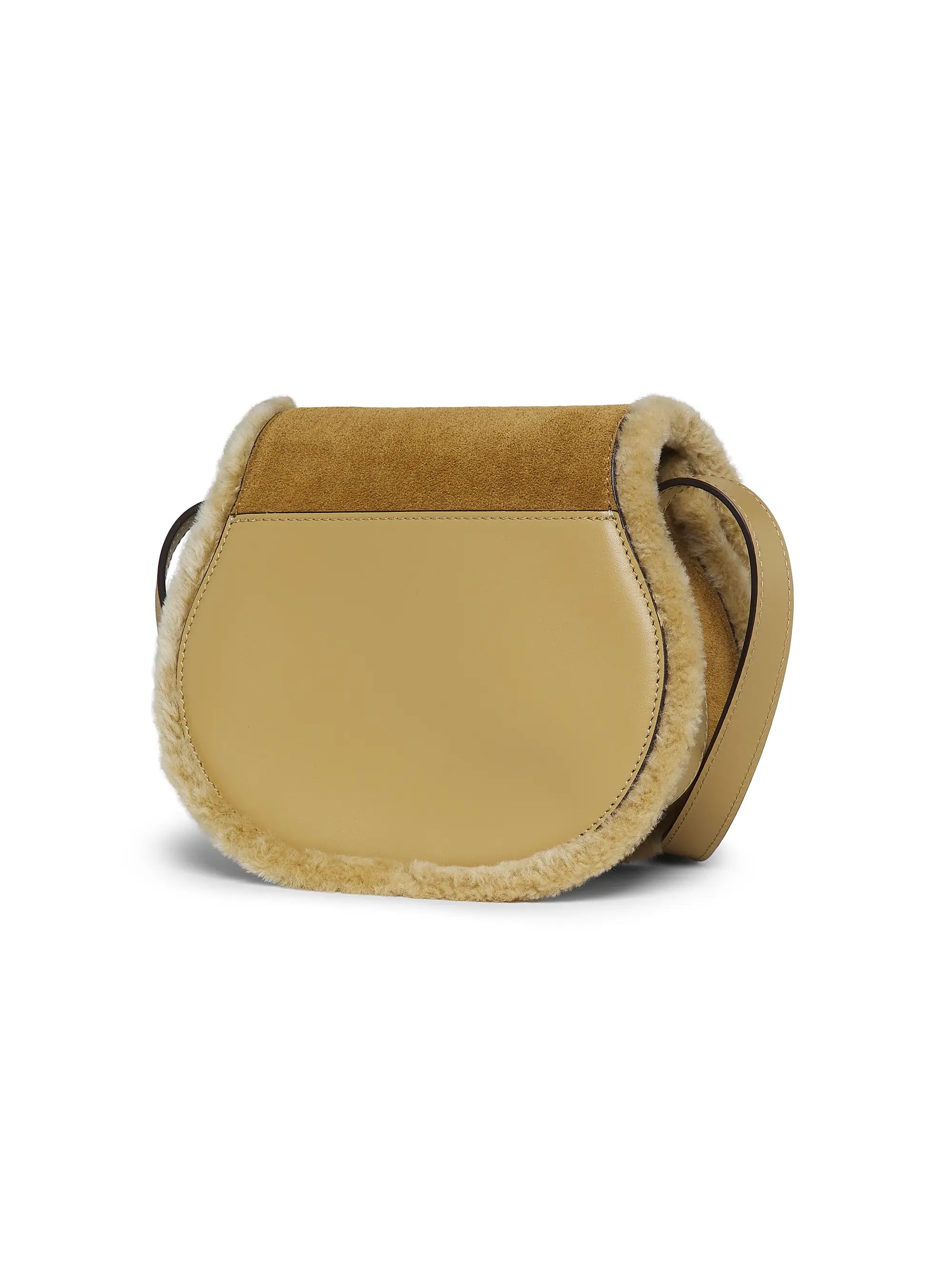 Chloé Small Marcie Shearling-Trimmed Suede Saddle Bag