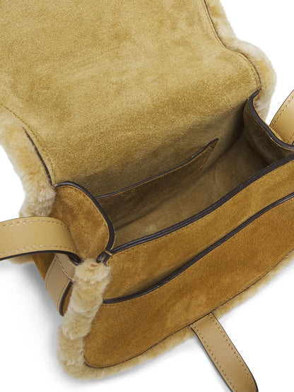 Chloé Small Marcie Shearling-Trimmed Suede Saddle Bag