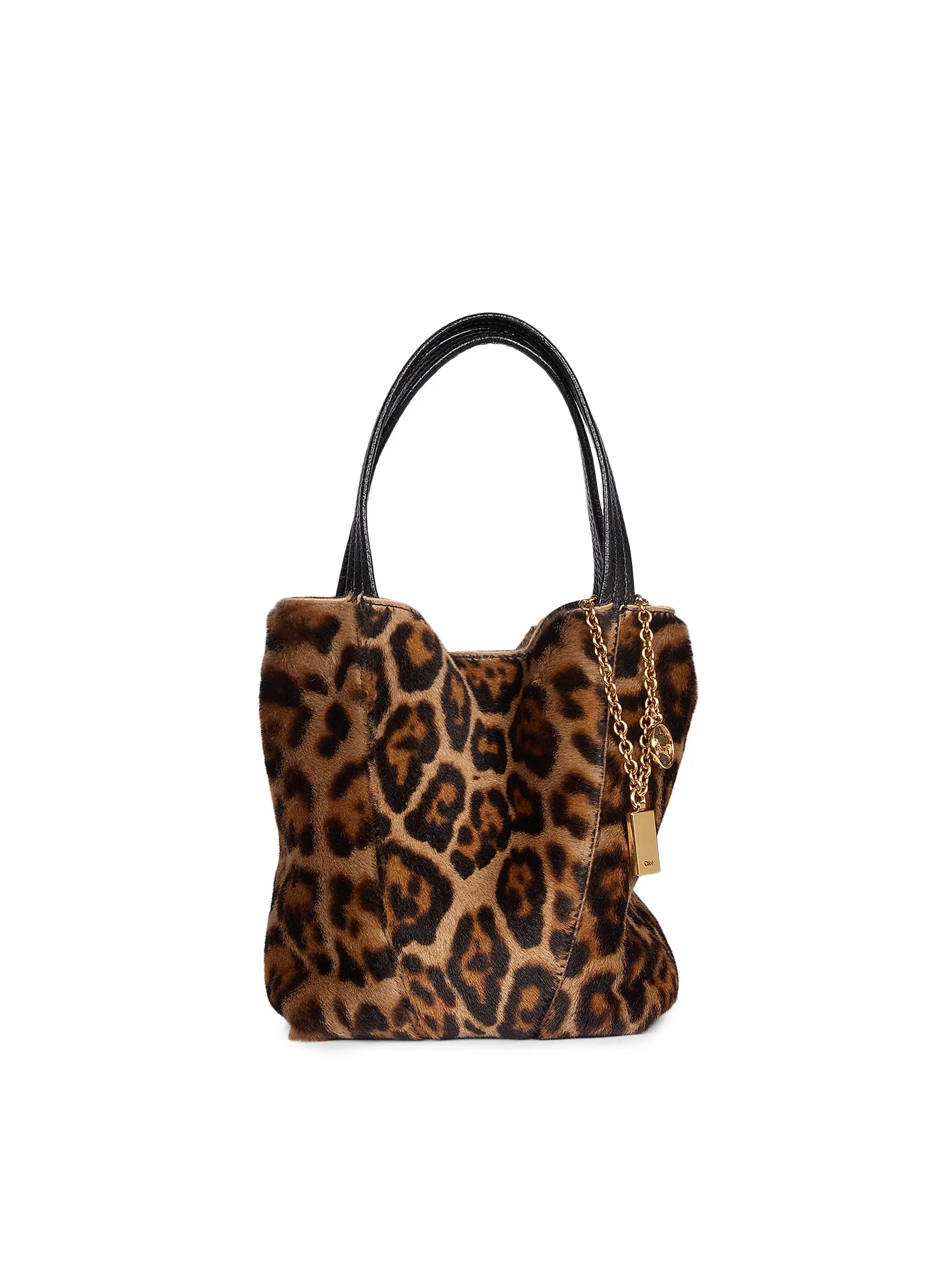 Chloé Spin Leopard-Print Shearling Tote Bag