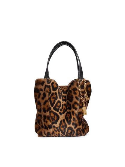 Chloé Spin Leopard-Print Shearling Tote Bag
