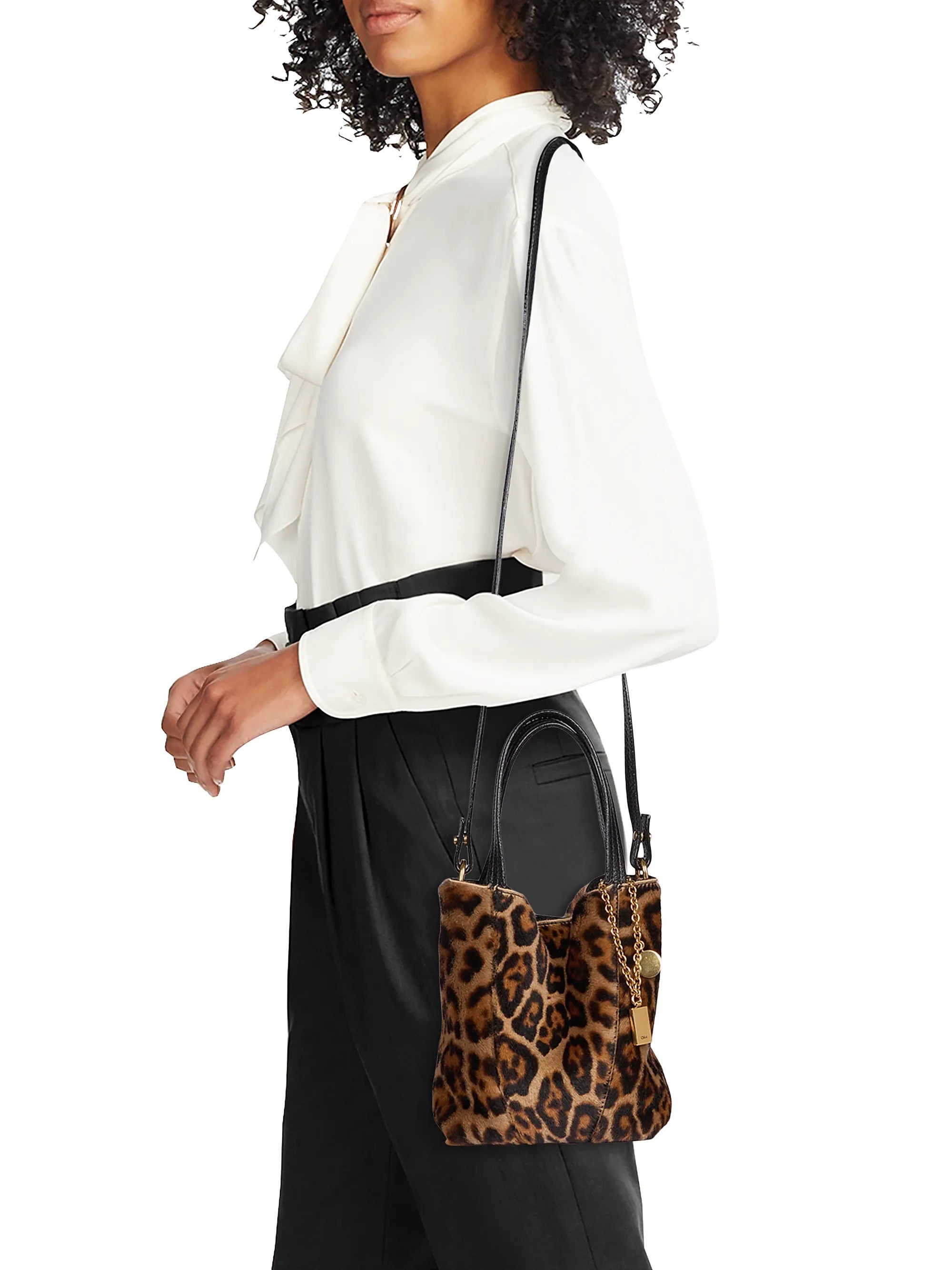 Chloé Spin Leopard-Print Shearling Tote Bag